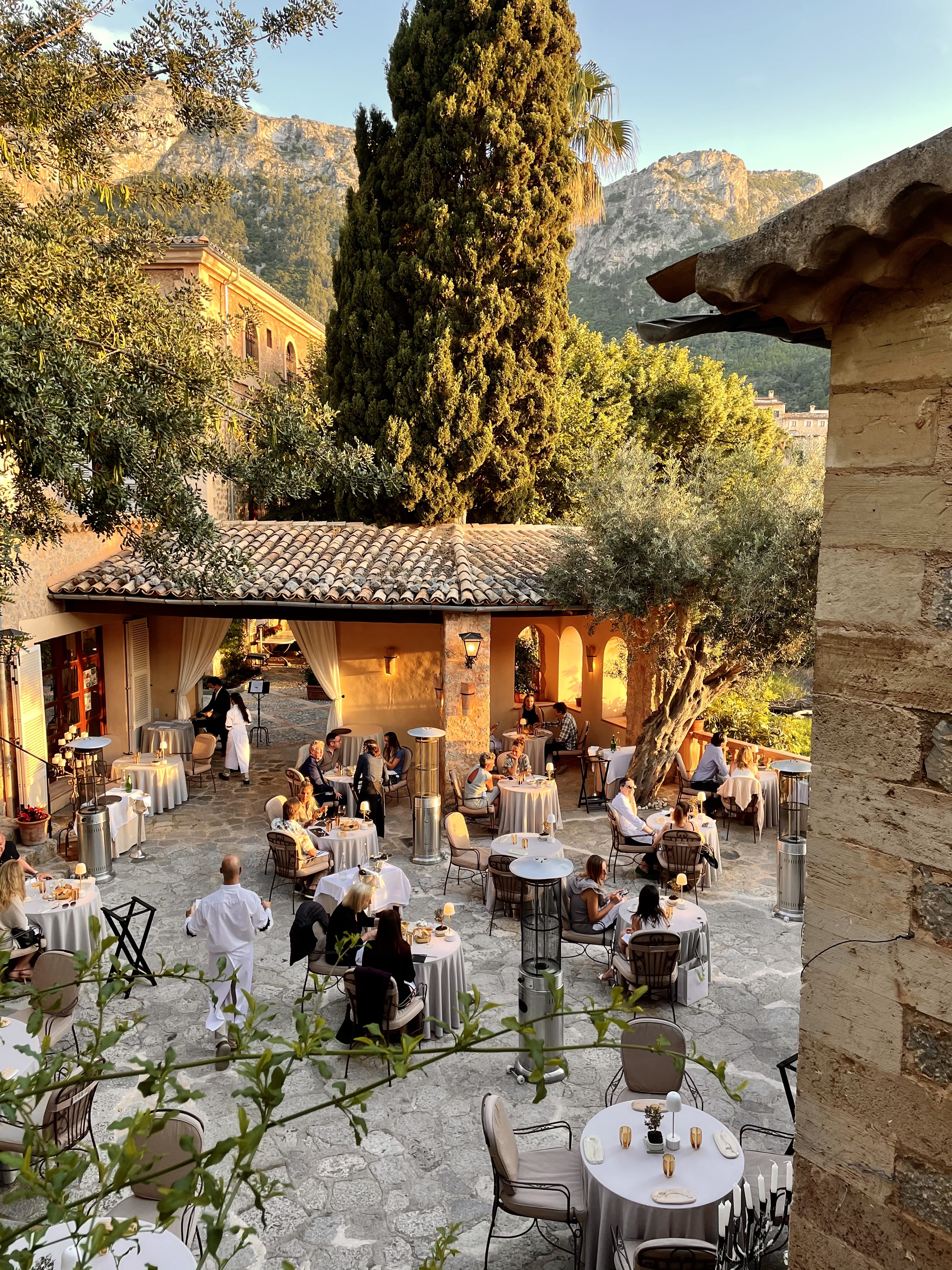 Dinner set up at El Olivo, Belmond LA Residencia