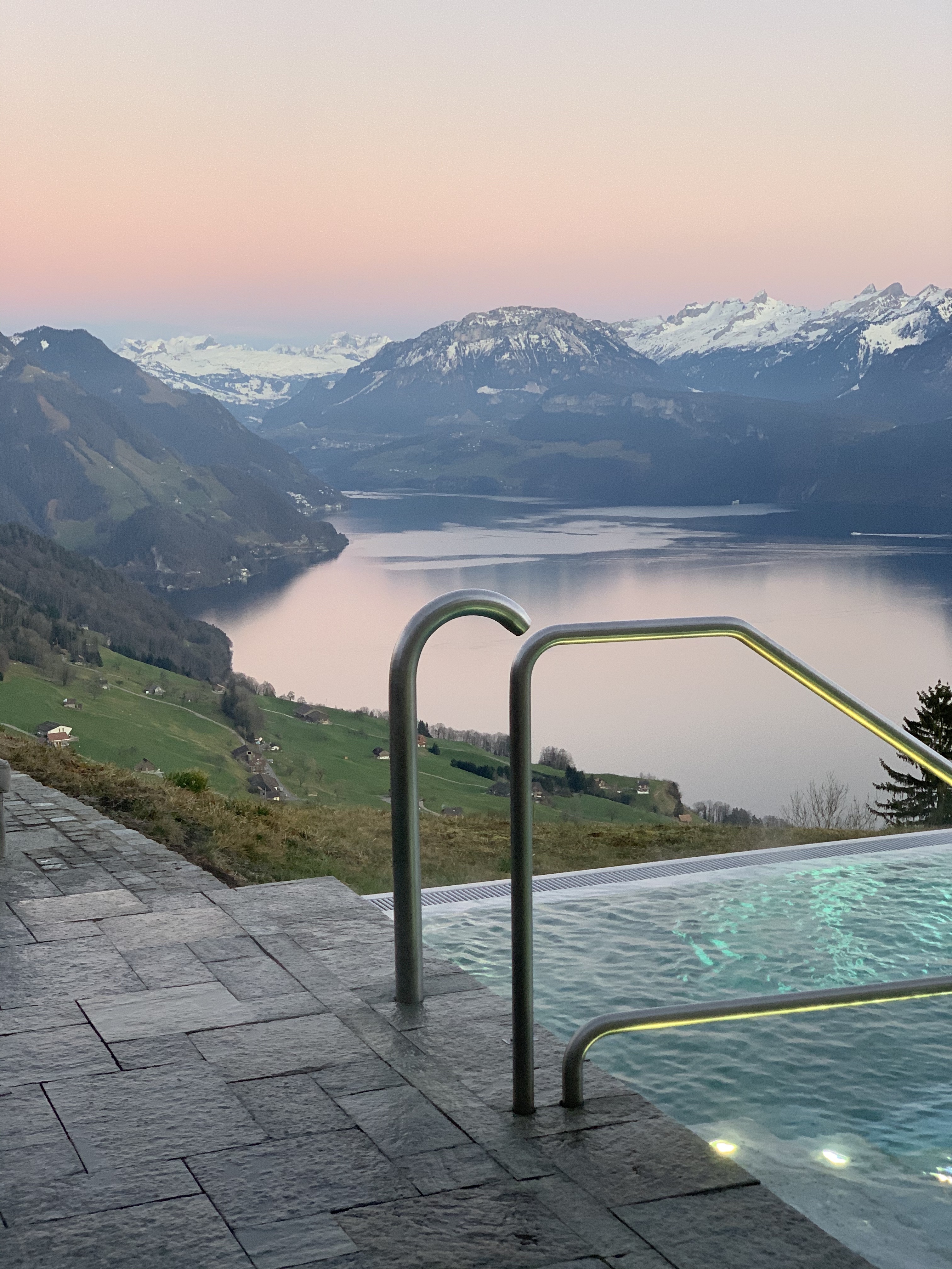 The views from the famous infinity pool at Hotel Villa Honegg