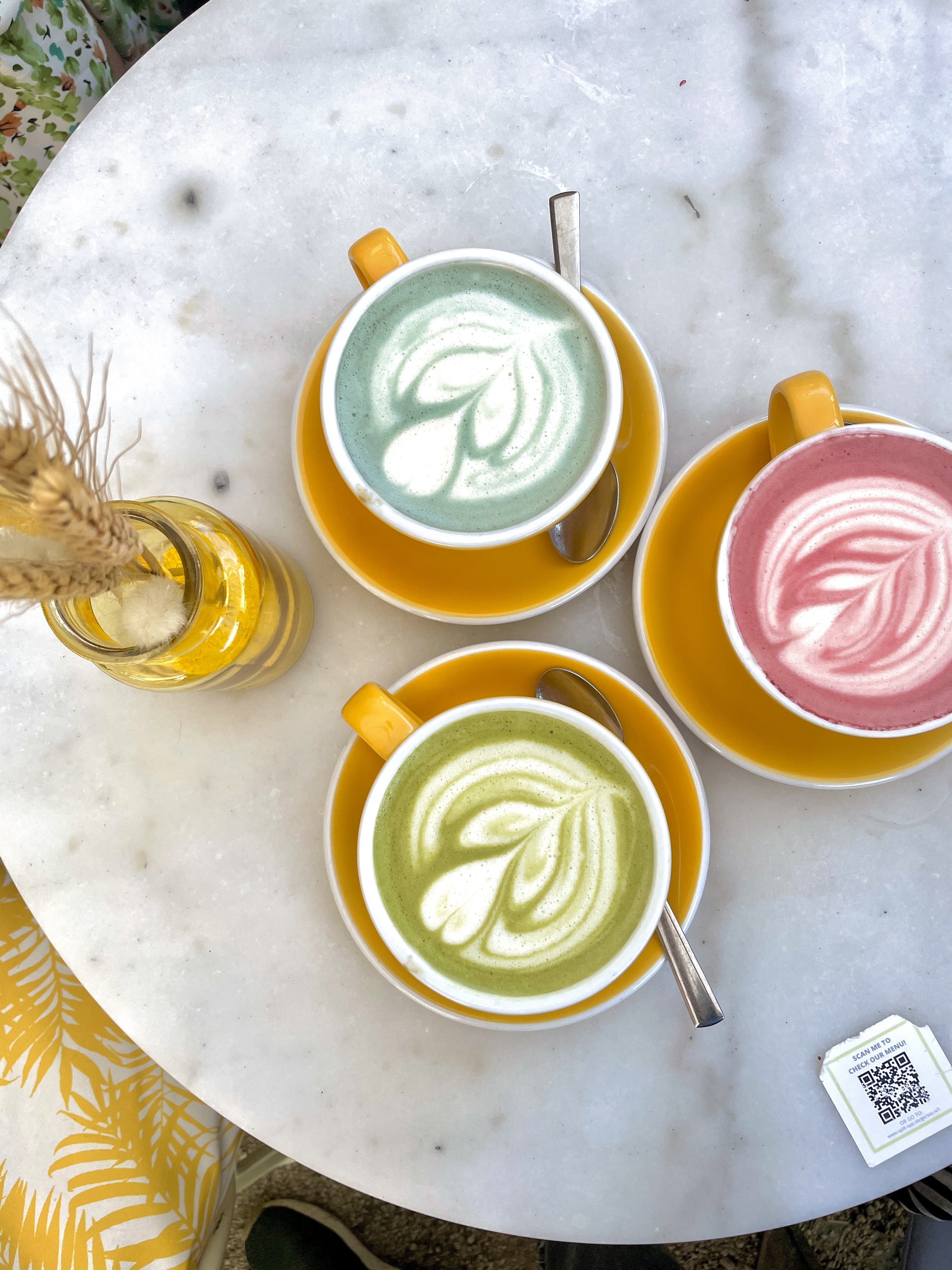 Superfood Lattes Coffee at Sunny Side Up Cafe (Butterfly Pea, Beetroot and Matcha) // Photo credit Sunny Side Up