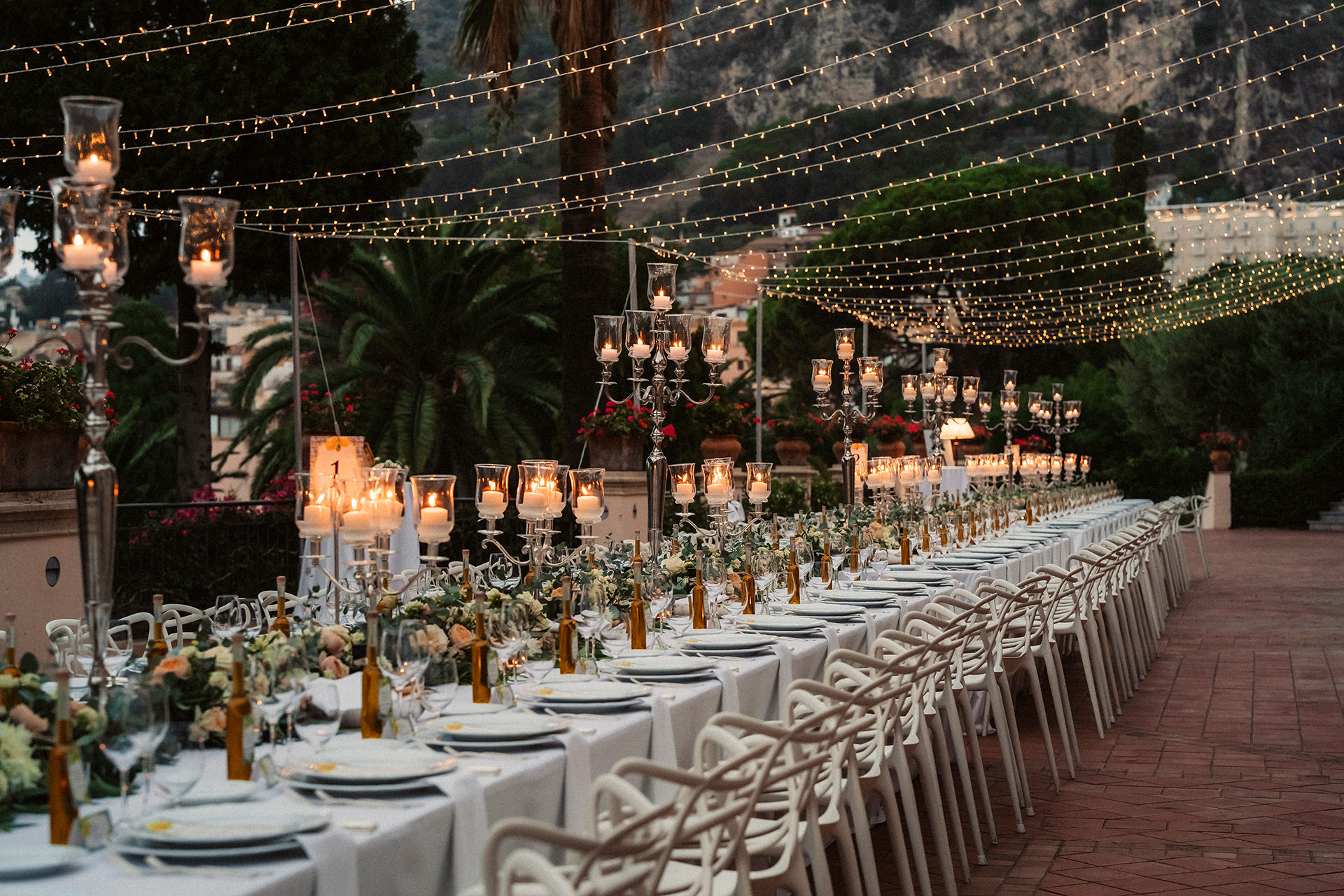Wedding dinner set up at Belmond Grand Hotel Timeo // Photo Credit Daniele Torella Photography