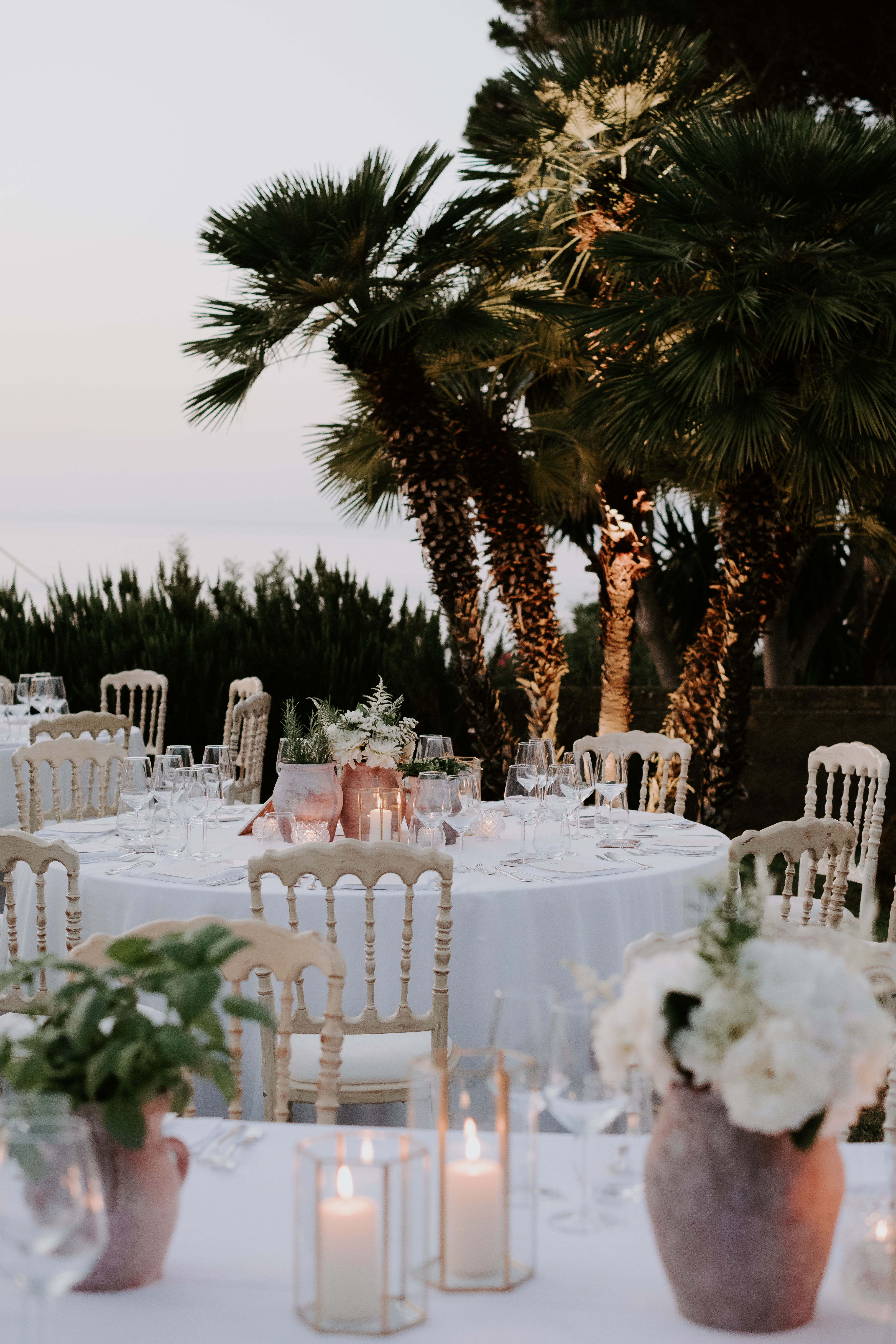 Wedding dinner set up at Salina Signum wedding venue Sicily // Photo Credit Martina Botti, Wedding Planner Marica Events