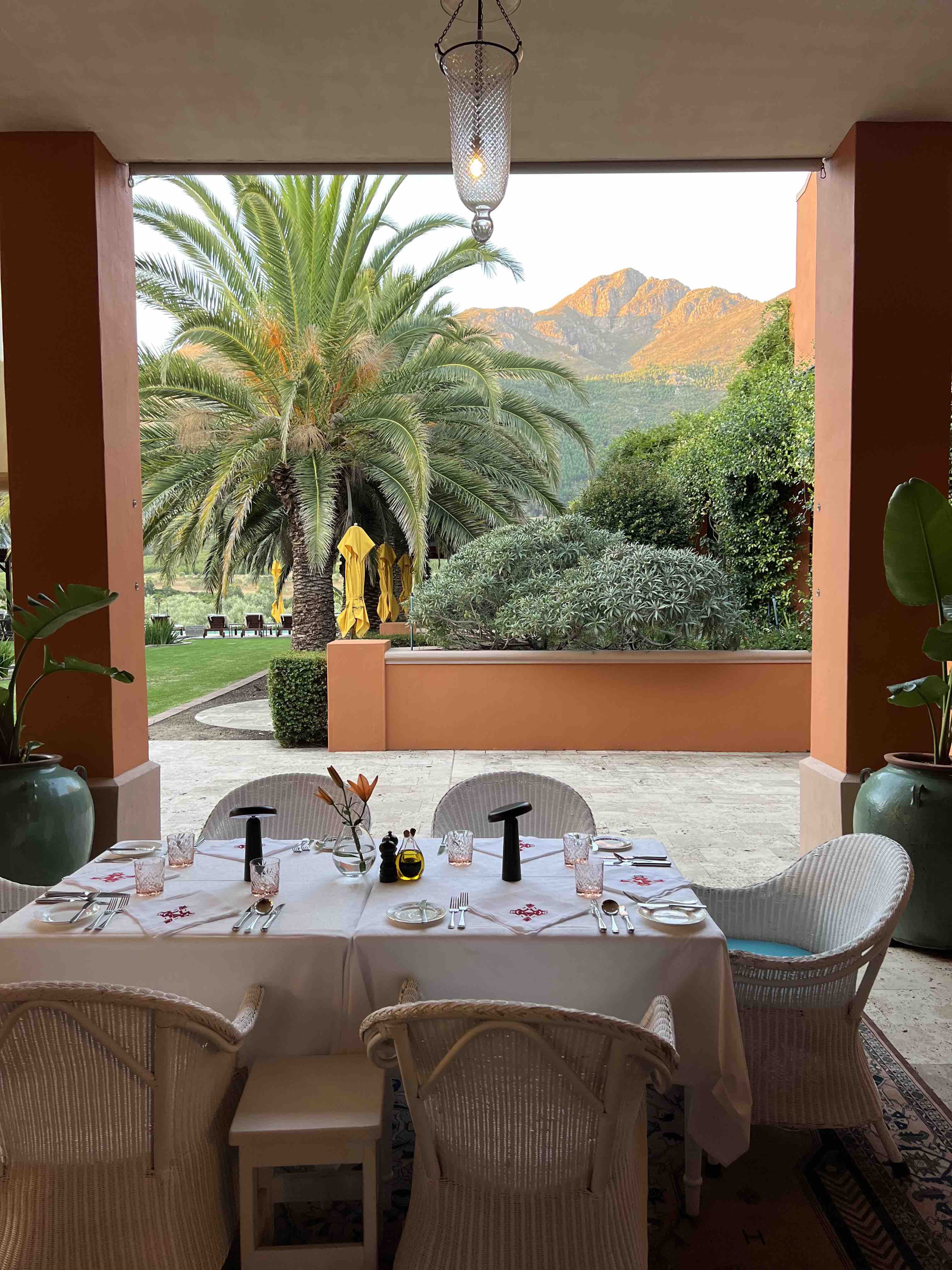 The views from La Residence restaurant in Franschhoek