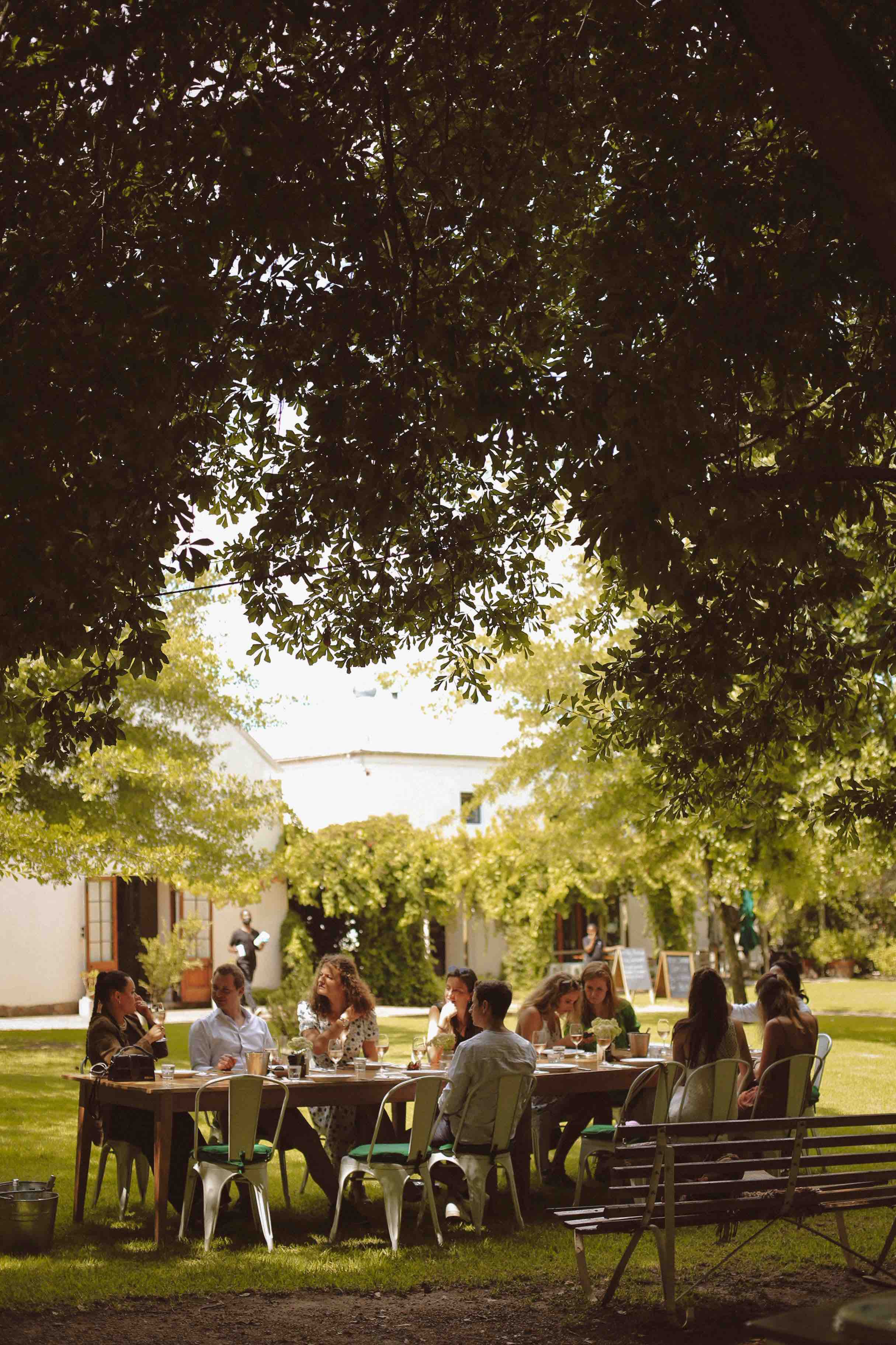 At de Meye you will eat on big tables under the shade of nearby oaks in a very familiar atmosphere. Photo credit De Meye.