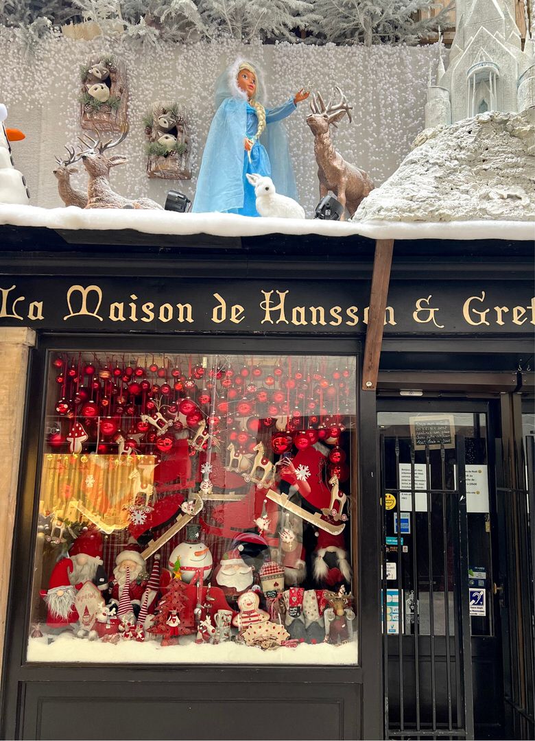 Left - One of my favourite window displays in Strasbourg at Rue du Chadron, The House of Hanssen & Gretel. Right - Strasbourg Cathedral.
