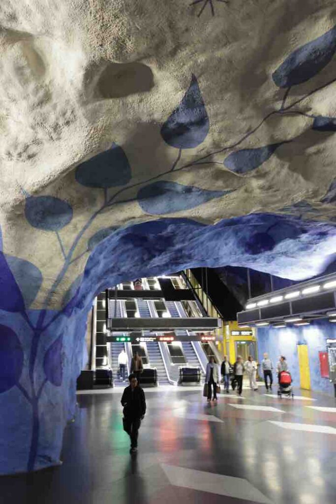 You have to visit Stockholm’s metro stations — they’re not just transport, they’re the world’s longest art exhibition. Each stop is a gallery in itself, from cave-like walls to surreal murals.