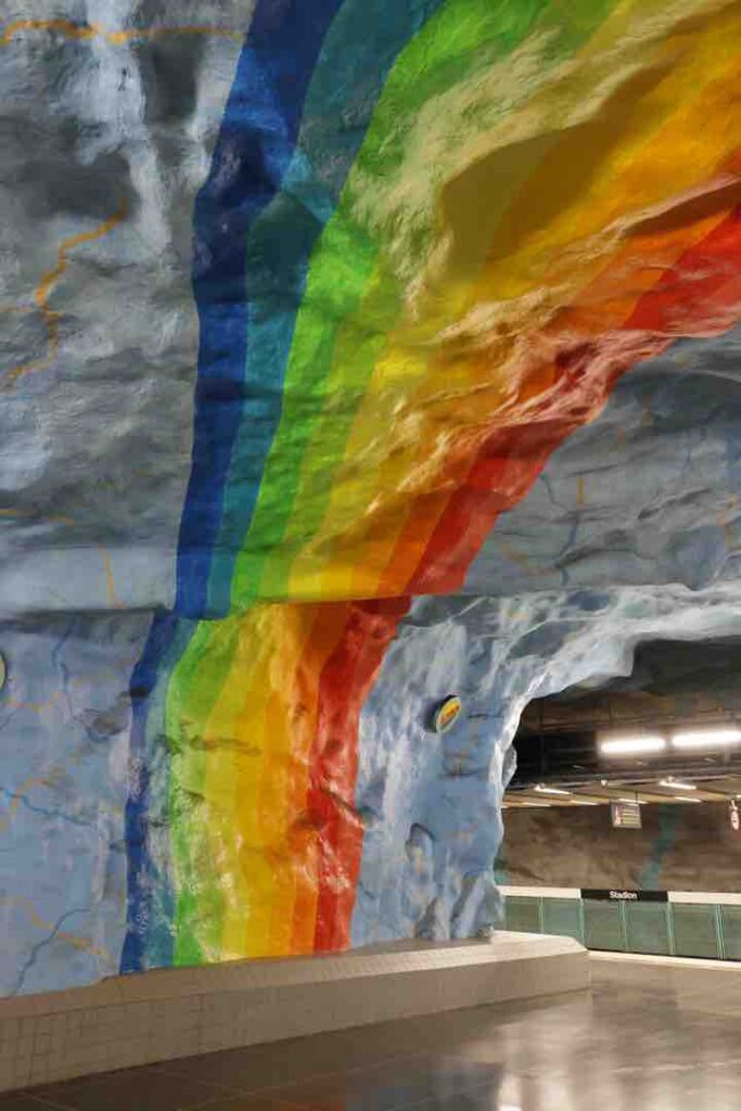 You have to visit Stockholm’s metro stations — they’re not just transport, they’re the world’s longest art exhibition. Each stop is a gallery in itself, from cave-like walls to surreal murals.